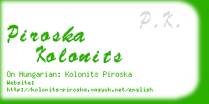 piroska kolonits business card